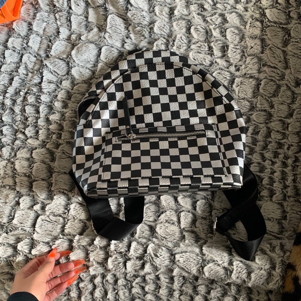 Checkered backpack purse